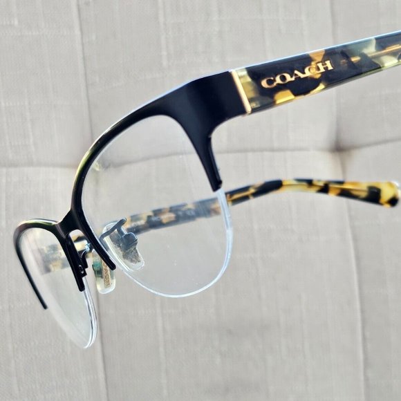 Coach Women Eyeglasses Half Rim Frame Satin Black/Honey Mosaic 50[]18 135 Glasse main image 8